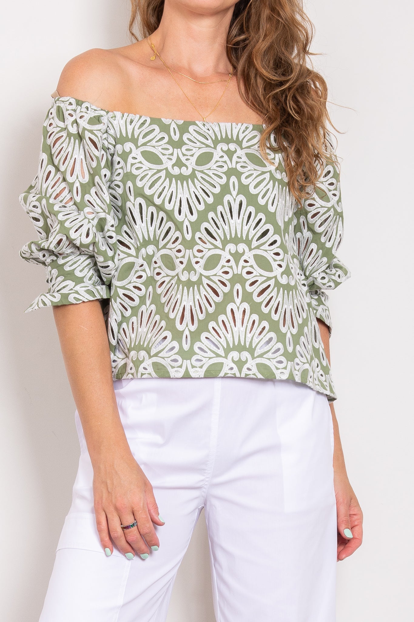 Once Was Awaken Off Shoulder Print Top