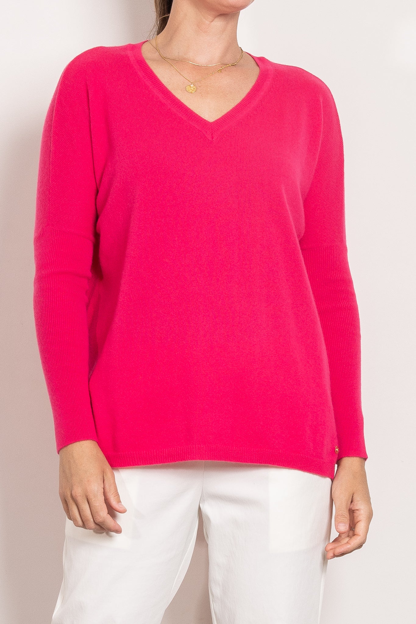 Mia Fratino Cashmere Essentials V Neck Boyfriend Sweater