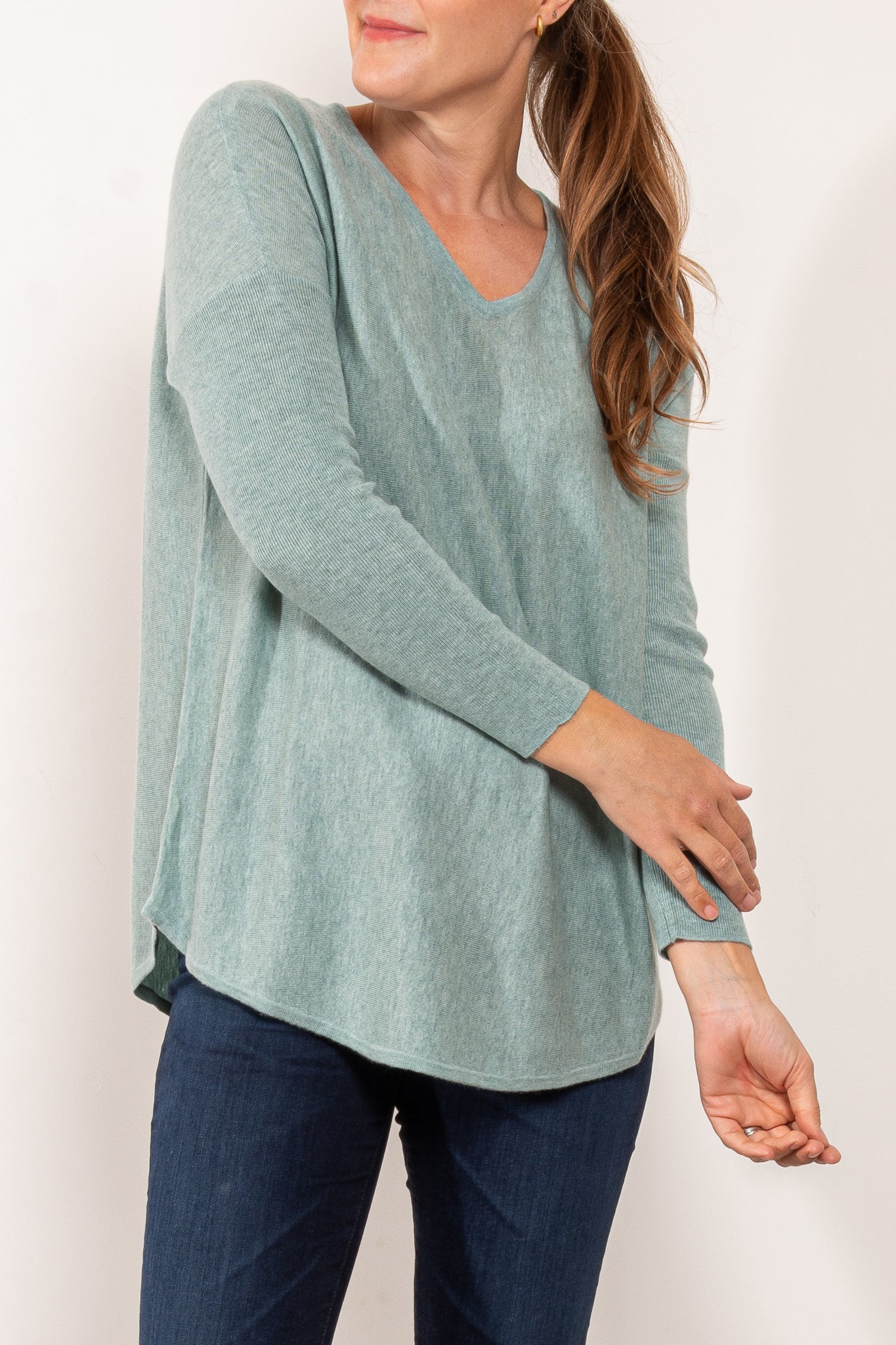 Bridge & Lord Curved Hem V Neck Jumper