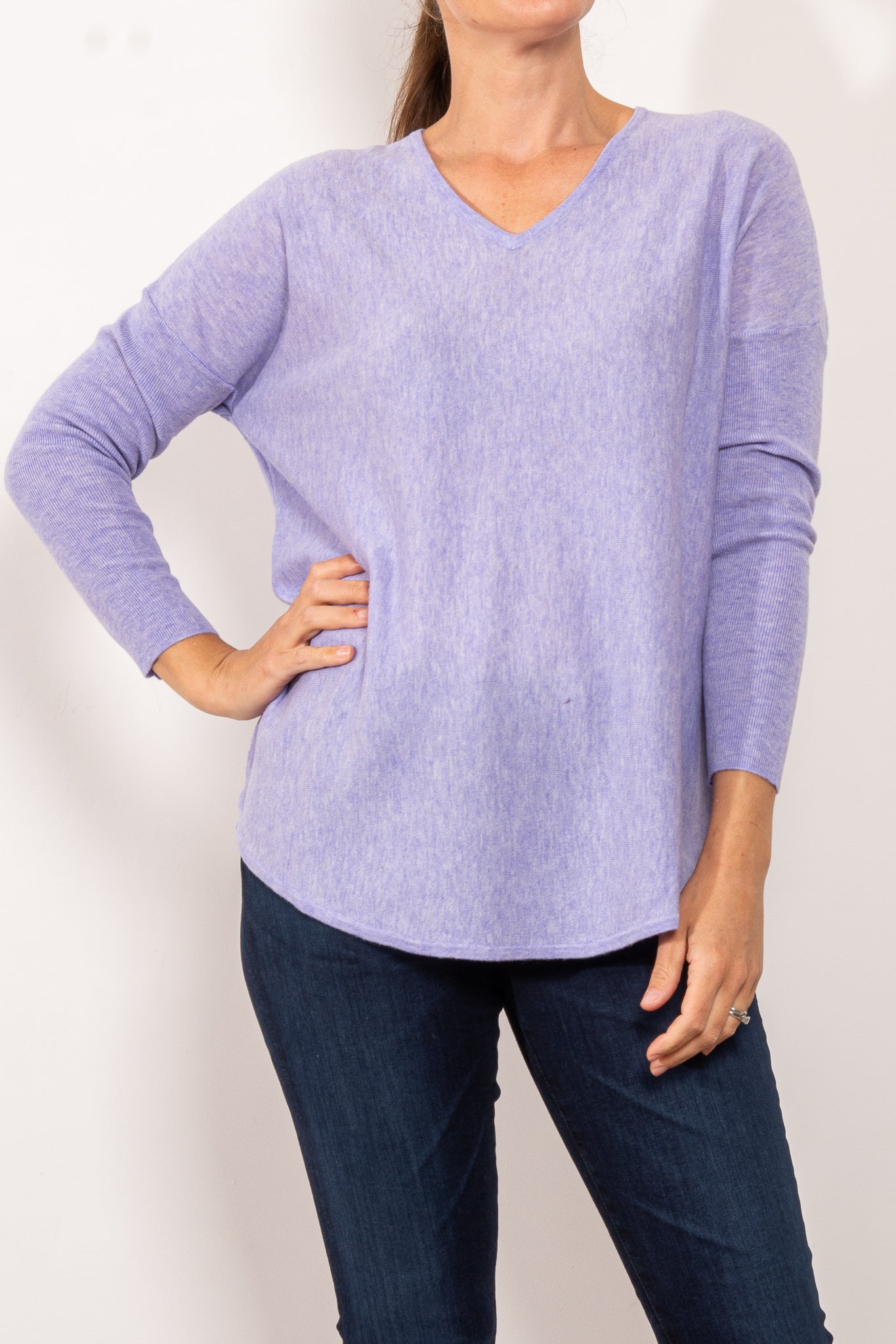 Bridge & Lord Curved Hem V Neck Jumper