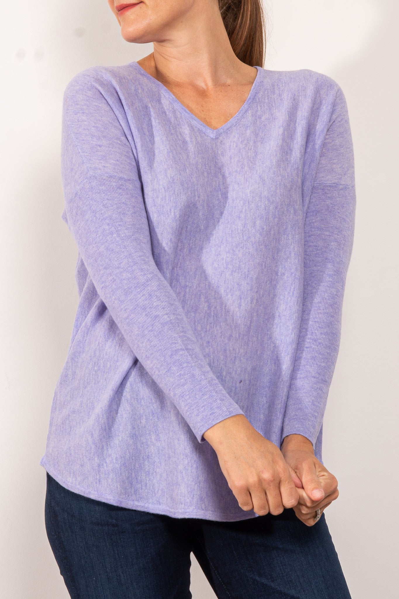 Bridge & Lord Curved Hem V Neck Jumper