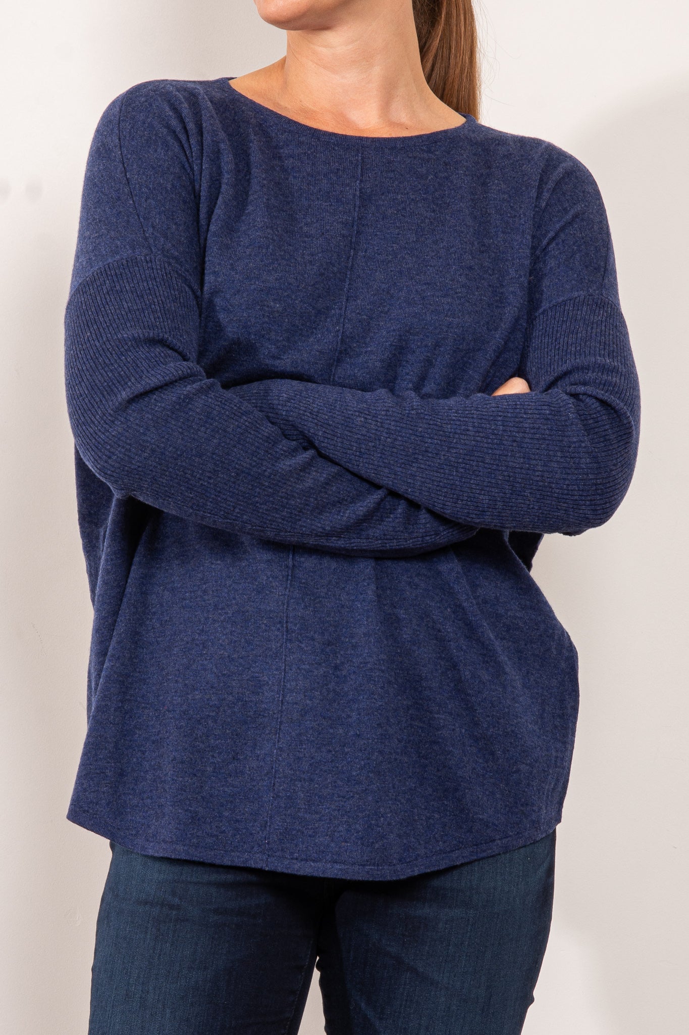 Bridge & Lord Curved Hem Crew Neck Jumper