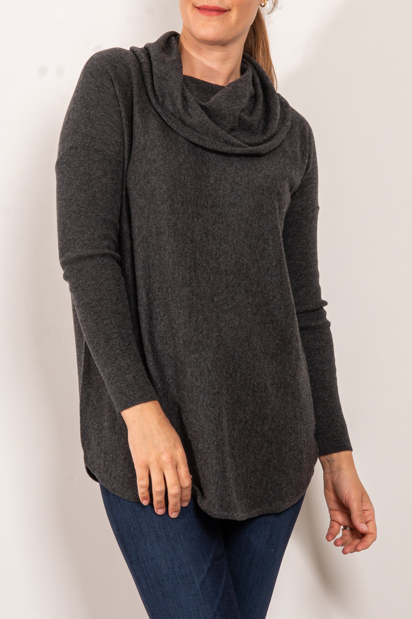 Bridge & Lord Curved Hem Cowl Neck Jumper