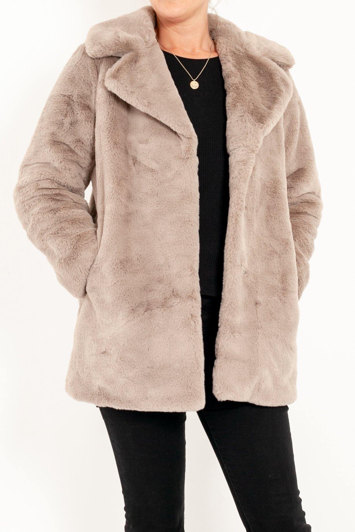 Ena Pelly Minimalist Recycled Faux Fur Jacket