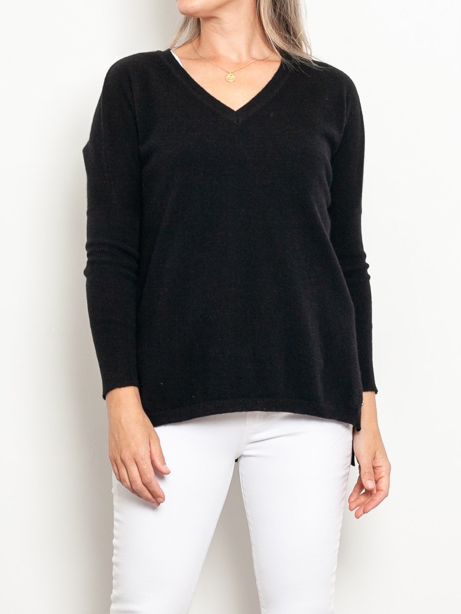 Mia Fratino Cashmere Essentials V Neck Boyfriend Sweater