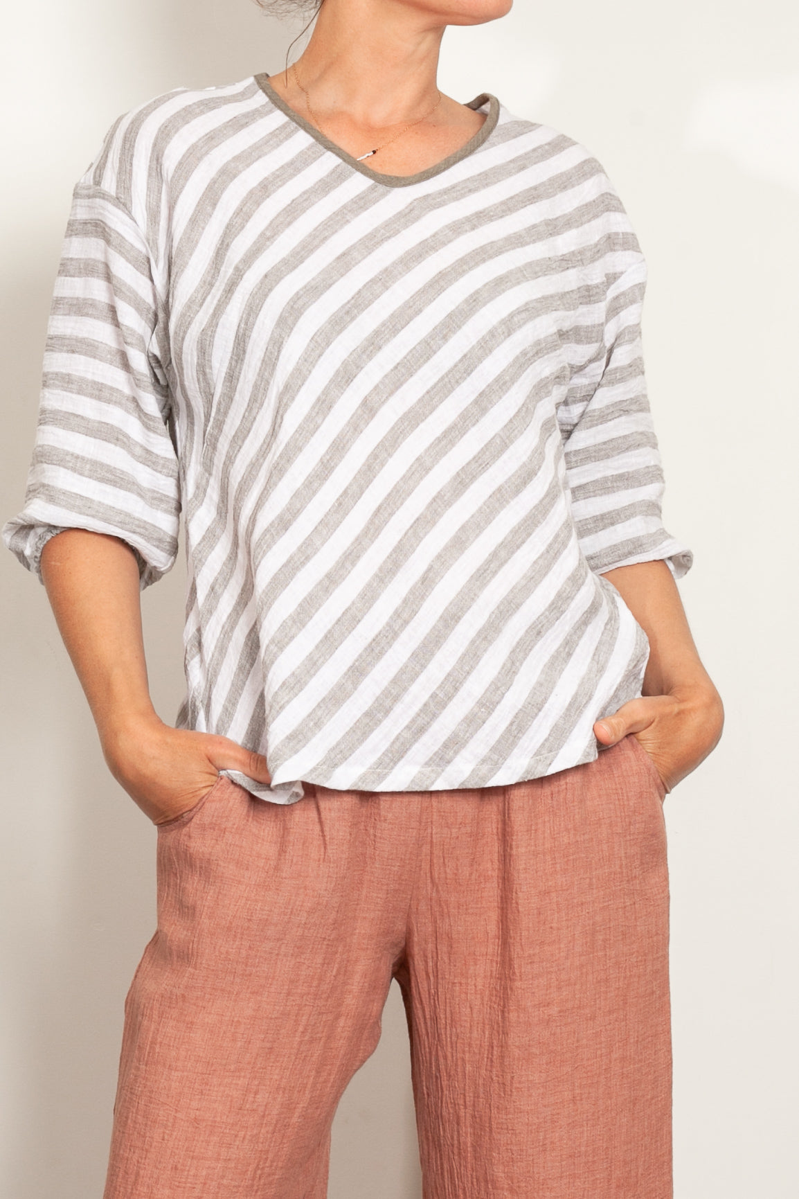 In the Sac Linen Ayra Striped Top