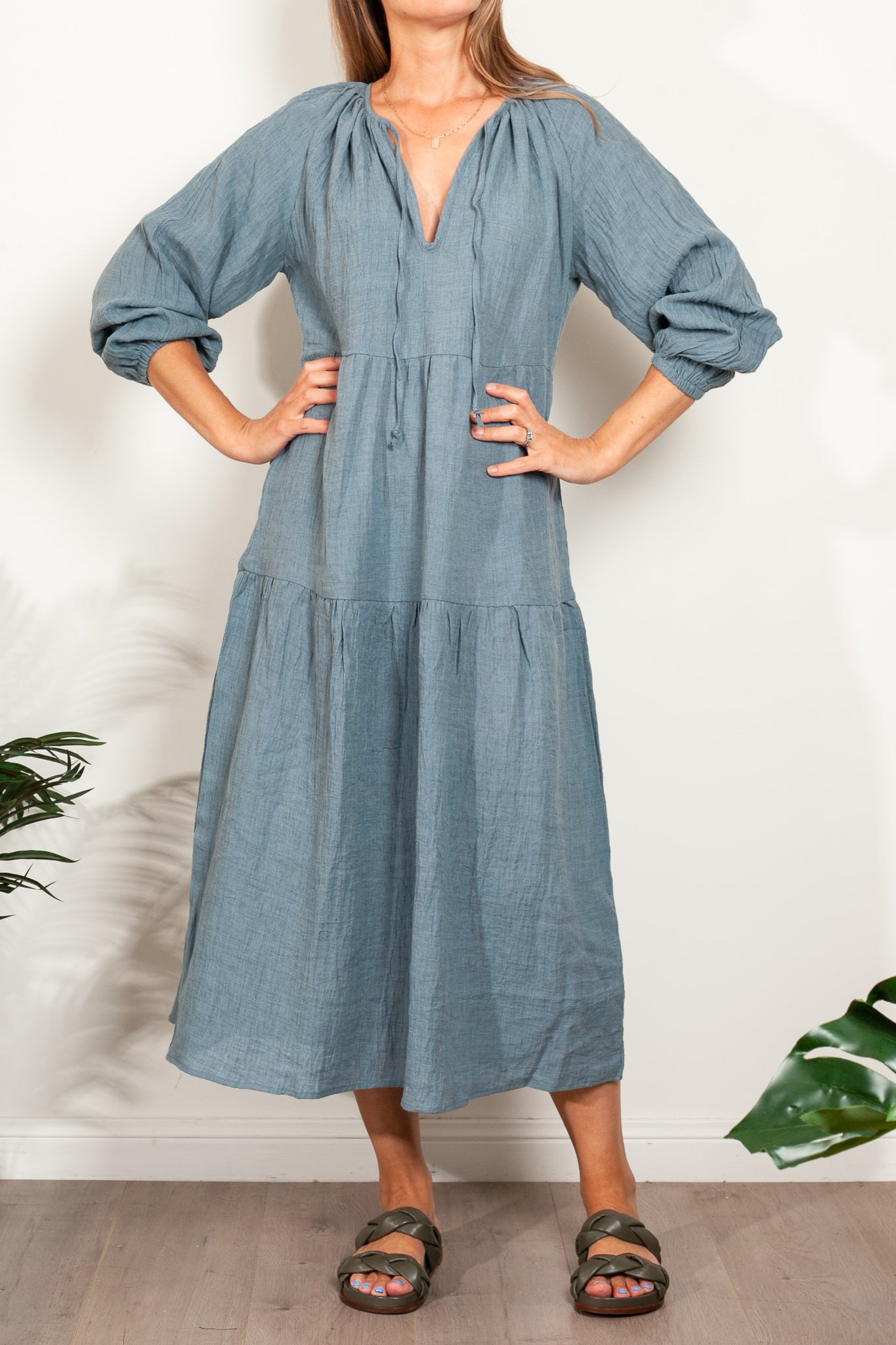 In the Sac Linen Ayra Tiered Dress