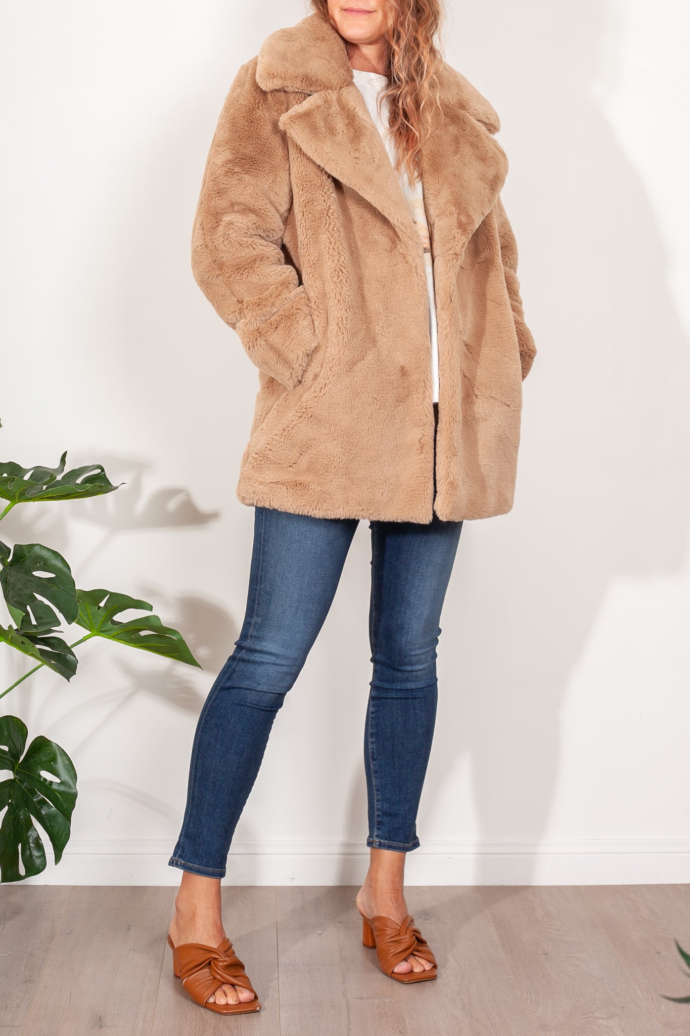 Ena Pelly Minimalist Recycled Faux Fur Jacket