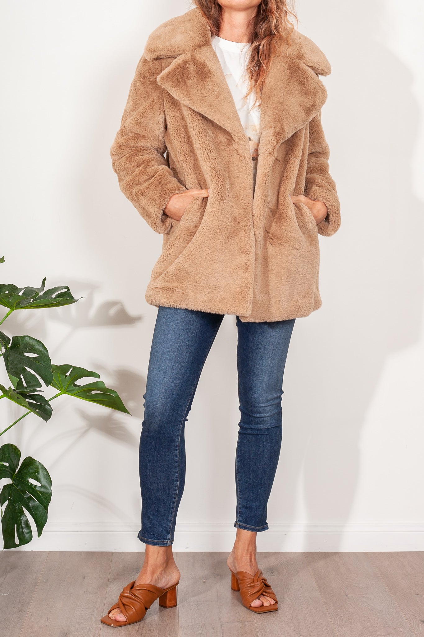 Ena Pelly Minimalist Recycled Faux Fur Jacket