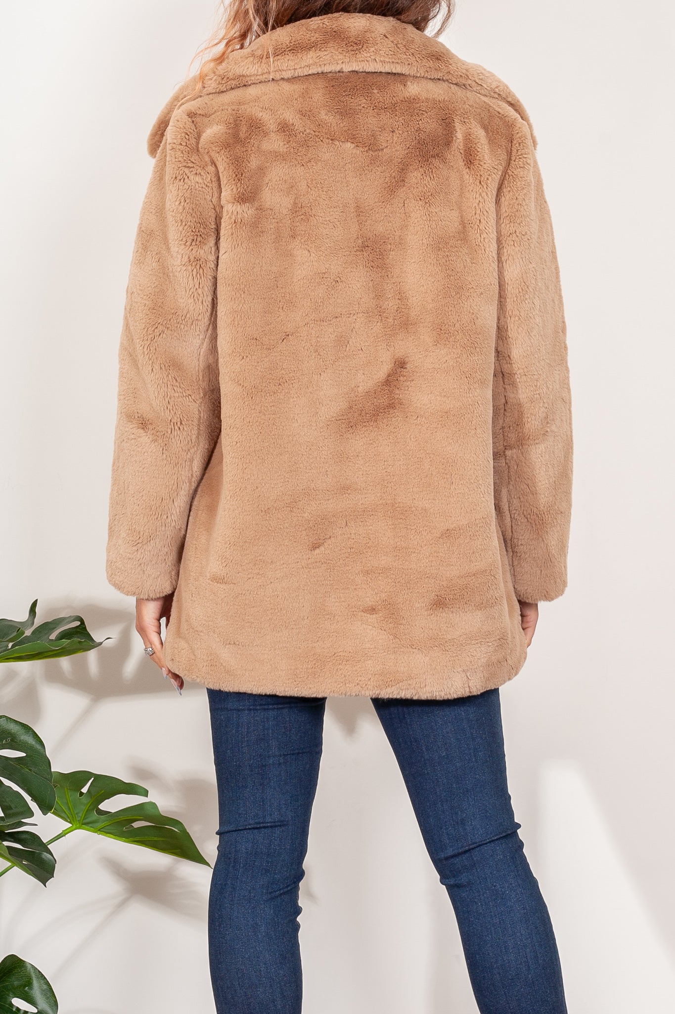 Ena Pelly Minimalist Recycled Faux Fur Jacket