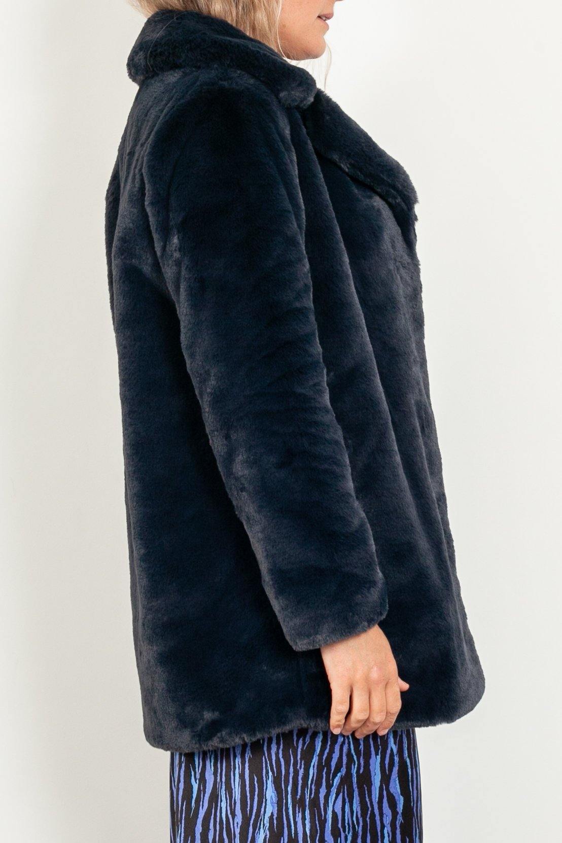 Ena Pelly Minimalist Recycled Faux Fur Jacket