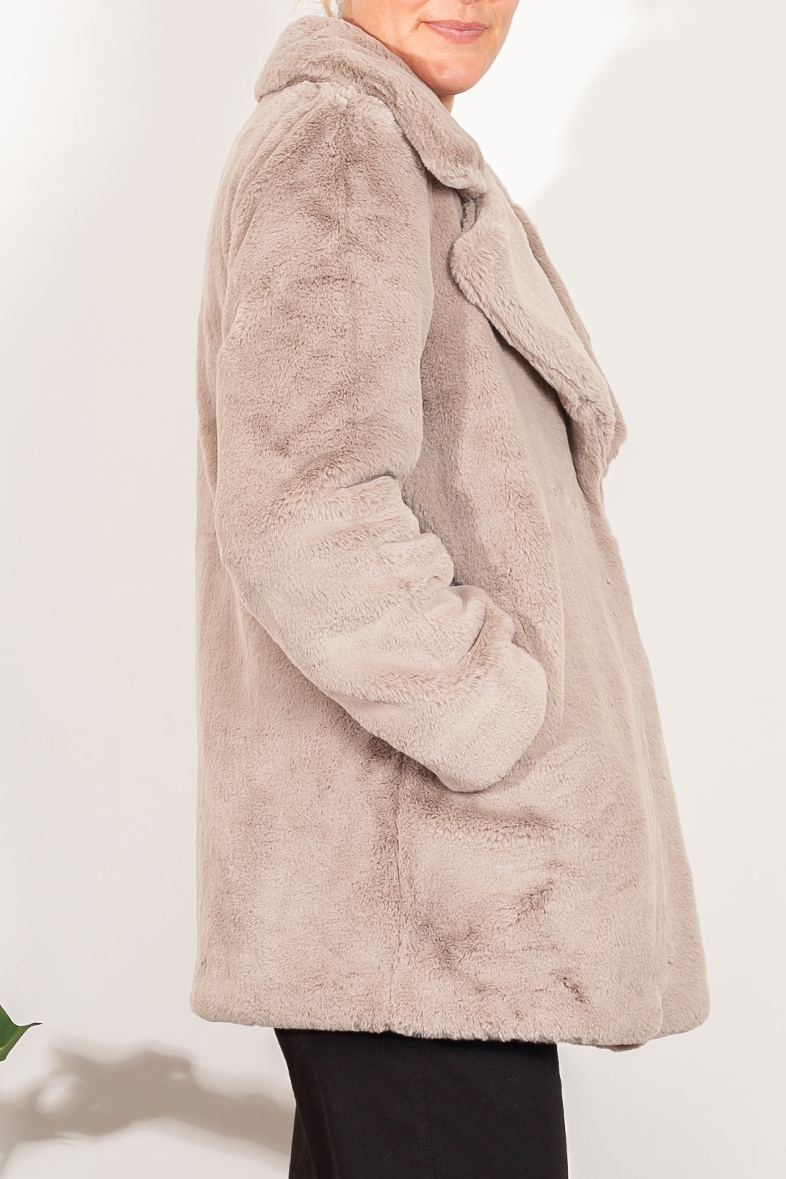 Ena Pelly Minimalist Recycled Faux Fur Jacket