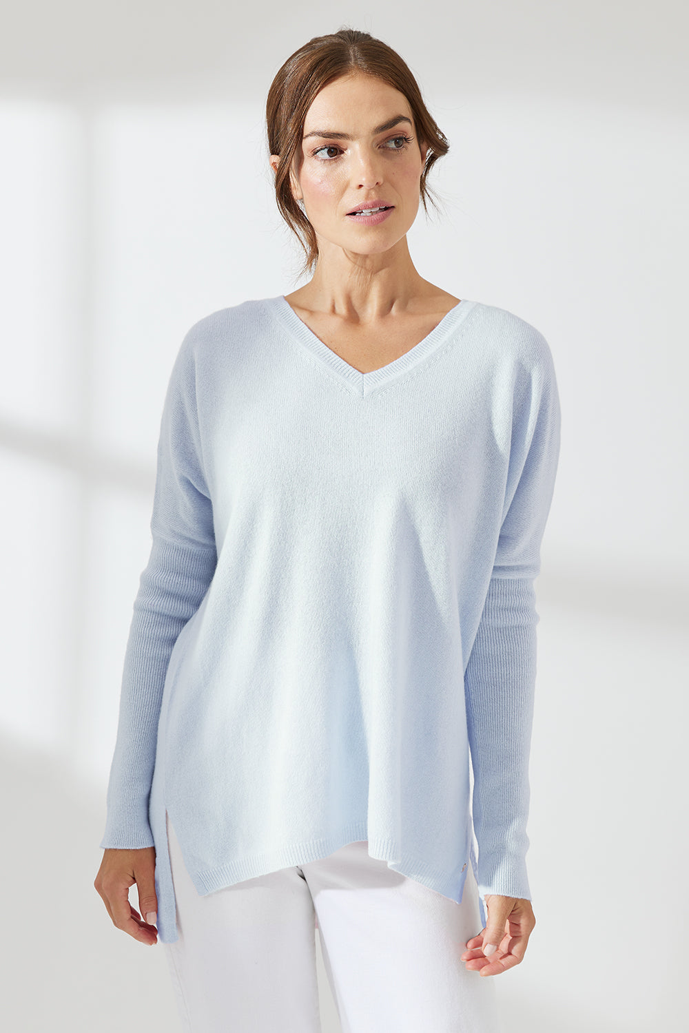 Mia Fratino Cashmere Essentials V Neck Boyfriend Sweater