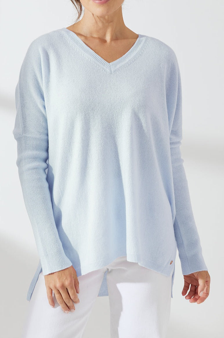 Mia Fratino Cashmere Essentials V Neck Boyfriend Sweater