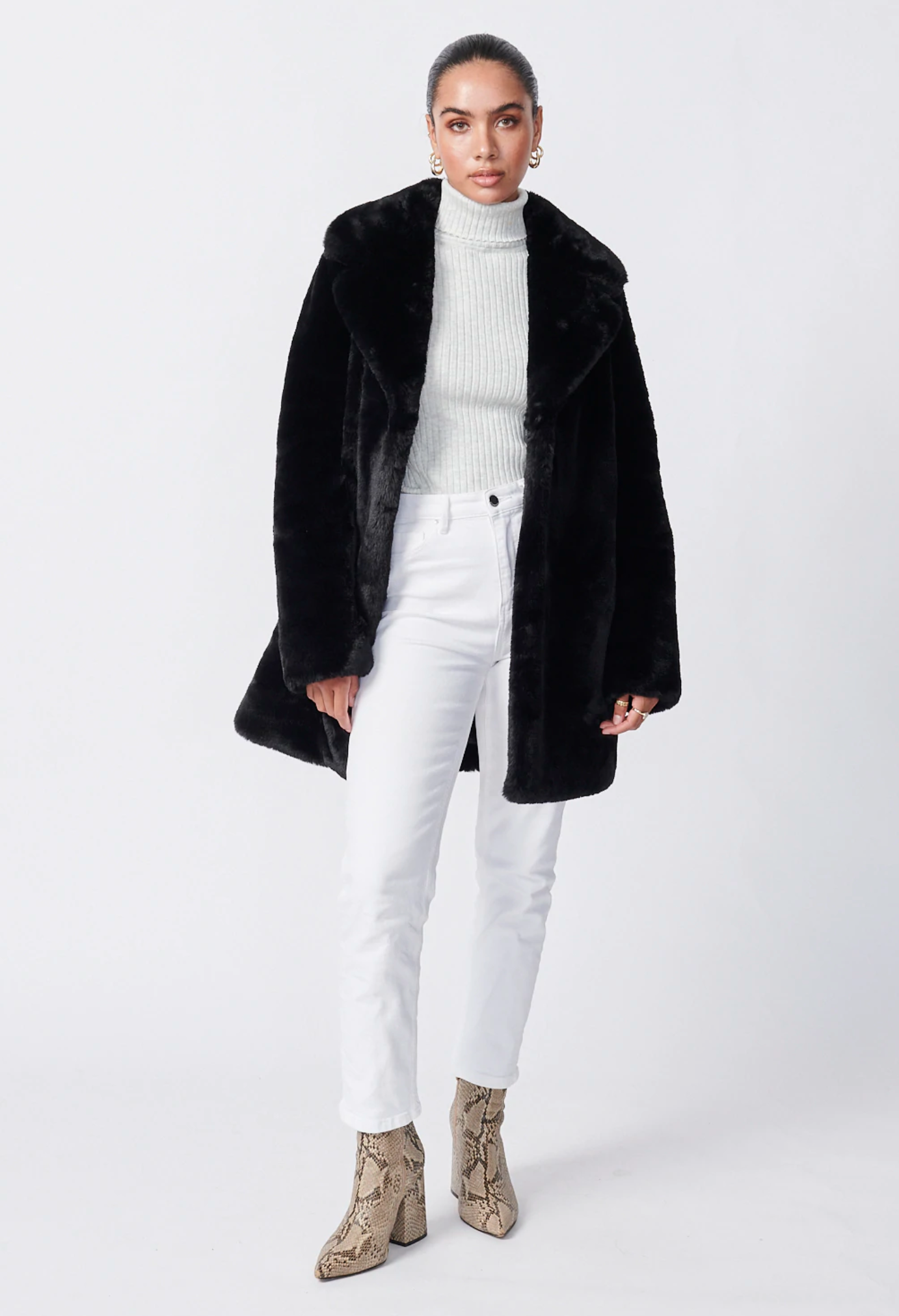 Ena Pelly Minimalist Recycled Faux Fur Jacket