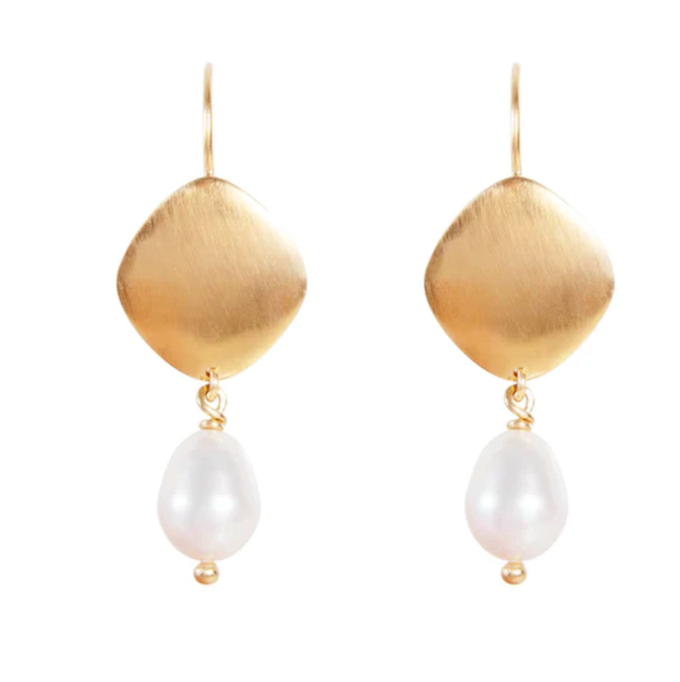 Fairley Pearl Disc Drop Earrings Gold