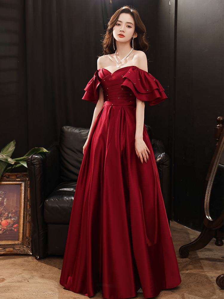 Dark Red Vintage Lace Ball Gown Prom Dresses Online Princess Dress FD1 –  Viniodress