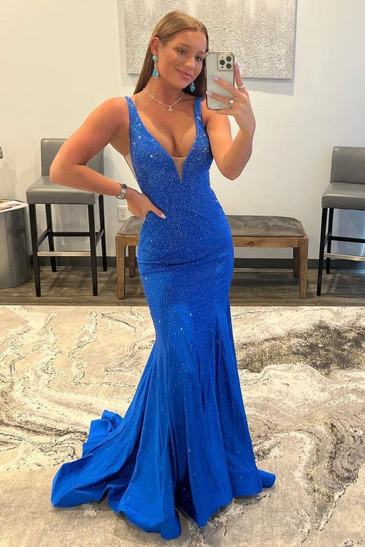 Royal Blue Prom Dress For Curvy Girl  Mermaid Black Girl Prom Dress Special  Occasion Dress