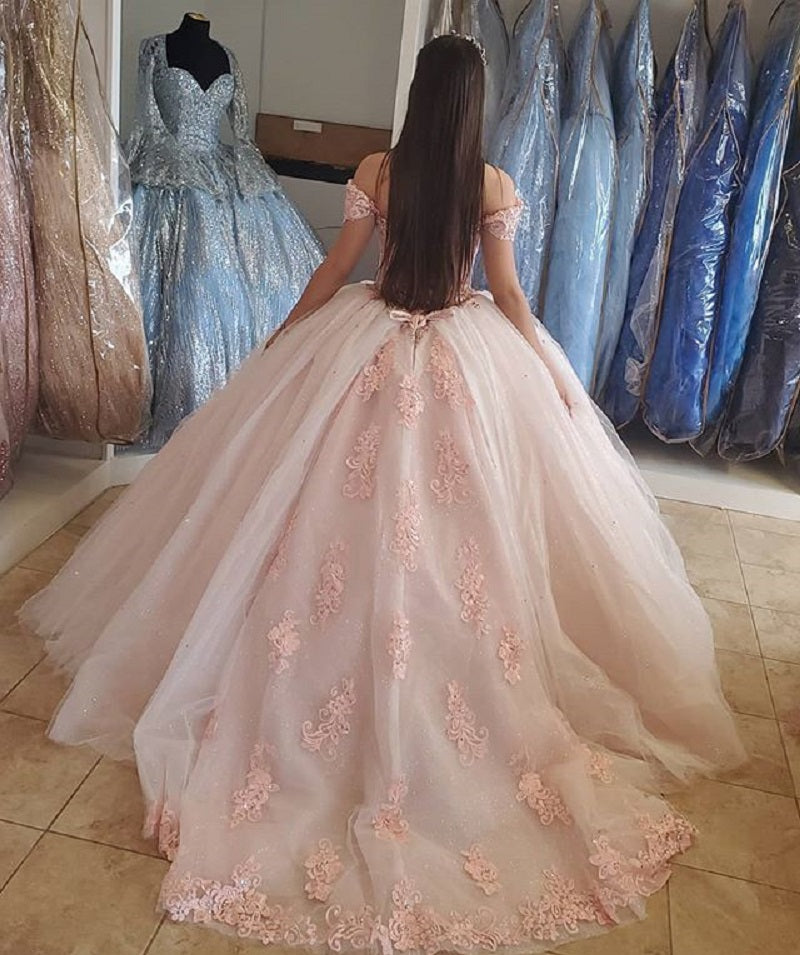 pink puffy quinceanera dresses