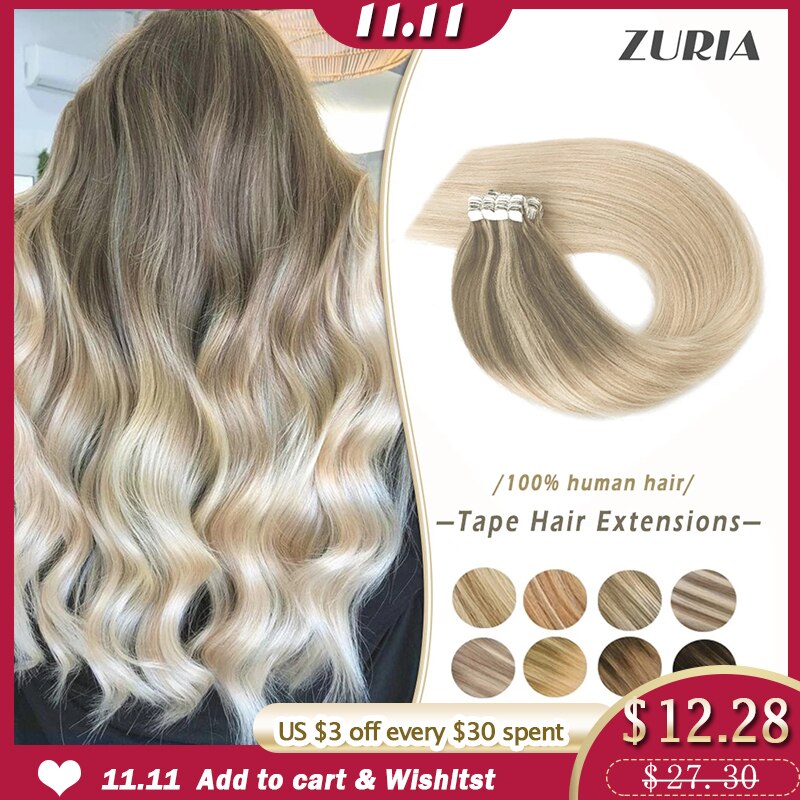 Straight Hair Mini Tape In Human Hair Extensions Invisible Skin Weft Adhesive Mixed Color 100% Natural Real Hair