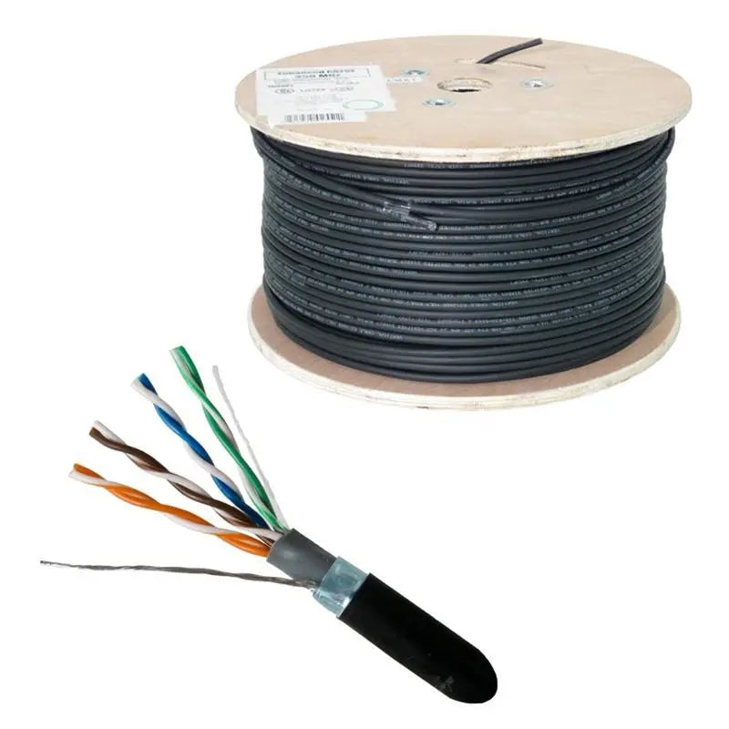 Direct Burial CAT5E Outdoor 24AWG Solid Bare Copper Black 1000ft Cable