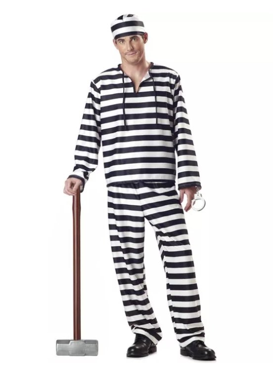 Mens Jailbird Convict Costume Party Zone Usa 