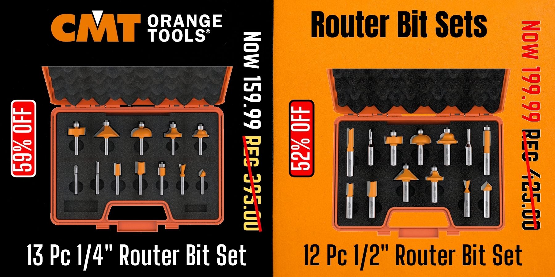 CMT Router Bit Sets Up To 59% Off