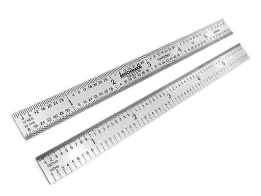 Benchmark Tools 466637 Rigid 12 Inch 5R Machinist Rule with 1/10, 1/100,  1/32 and 1/64 Markings Tempered Stainless Steel with Brushed Finish  Conforms to EEC-1 Accuracy Standards (1) 