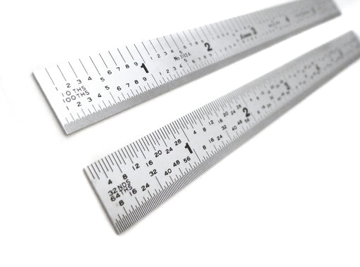 Shinwa 16R (1/10, 1/50, 1/32, 1/64) Rigid Satin Chrome Machinist Rulers36