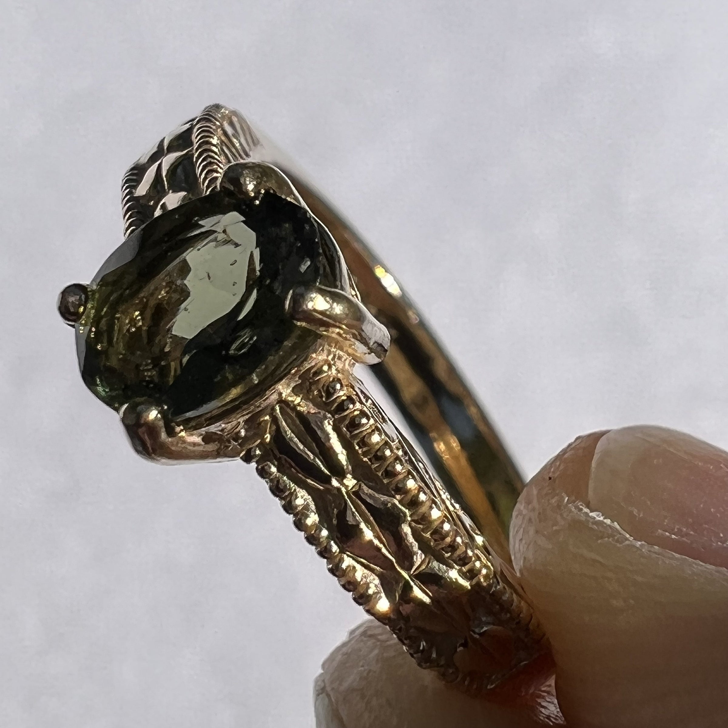 Moldavite Ring 14k Gold |