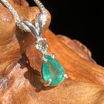 Emerald & Moldavite Necklace Sterling Silver #2496-Moldavite Life