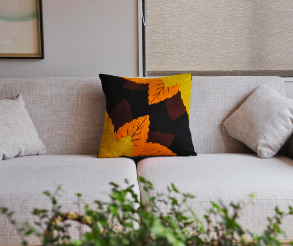 Embroidery pillow cover, fall pillow cover