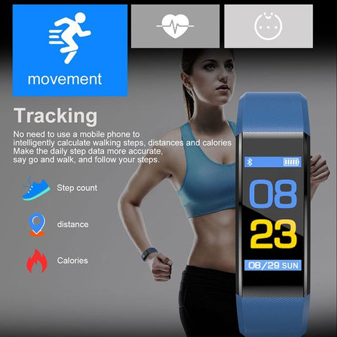 Montre Intelligente Connecfit 115 IP65 Bluetooth Fréquence Cardiaque Tracker Fitness 10 Fonctions