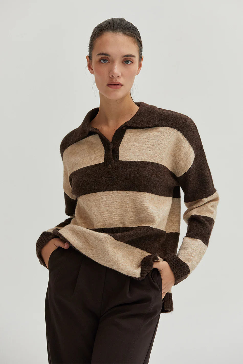 Ellie Striped Polo Sweater