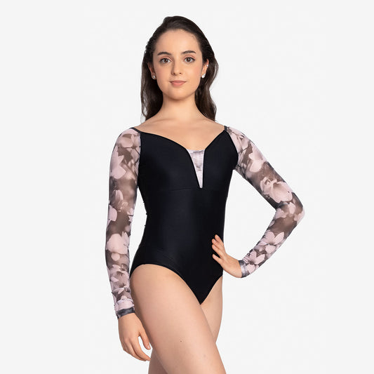 So Danca Camisole Leotard with Floral Bodice - L2421