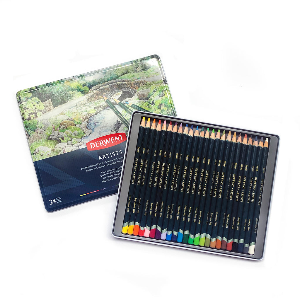 Derwent Colored Drawing Set of 24 Pencils Soft, Creamy 5mm Leads