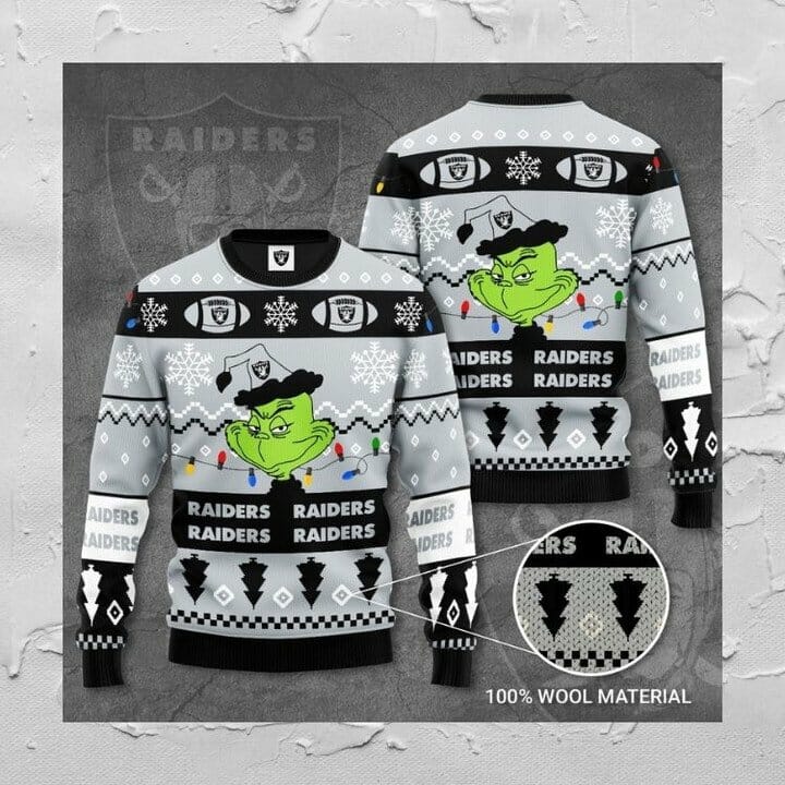 Las Vegas Raiders Grinch Ugly Christmas Sweatshirt