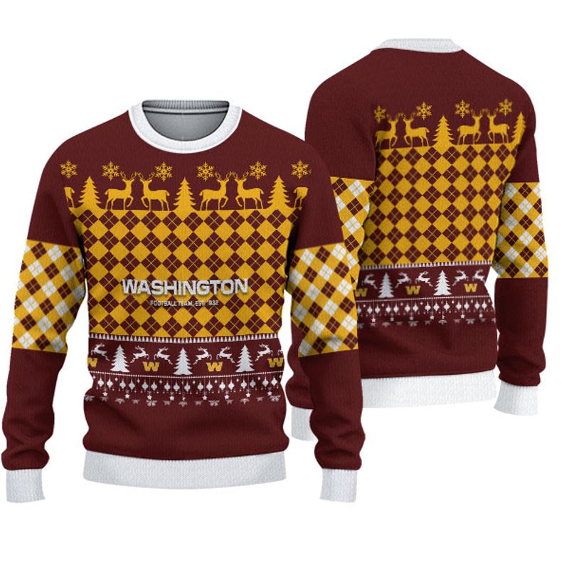 Washington Football Team Check Christmas Sweatshirt