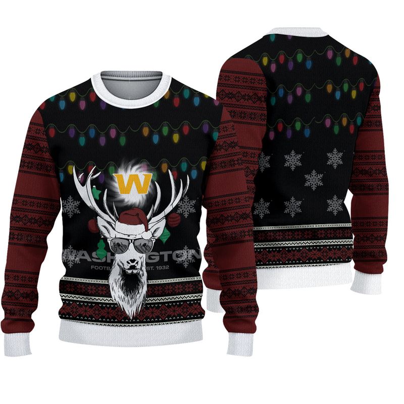 Washington Football Team Deer Funny Christmas Sweatshirt