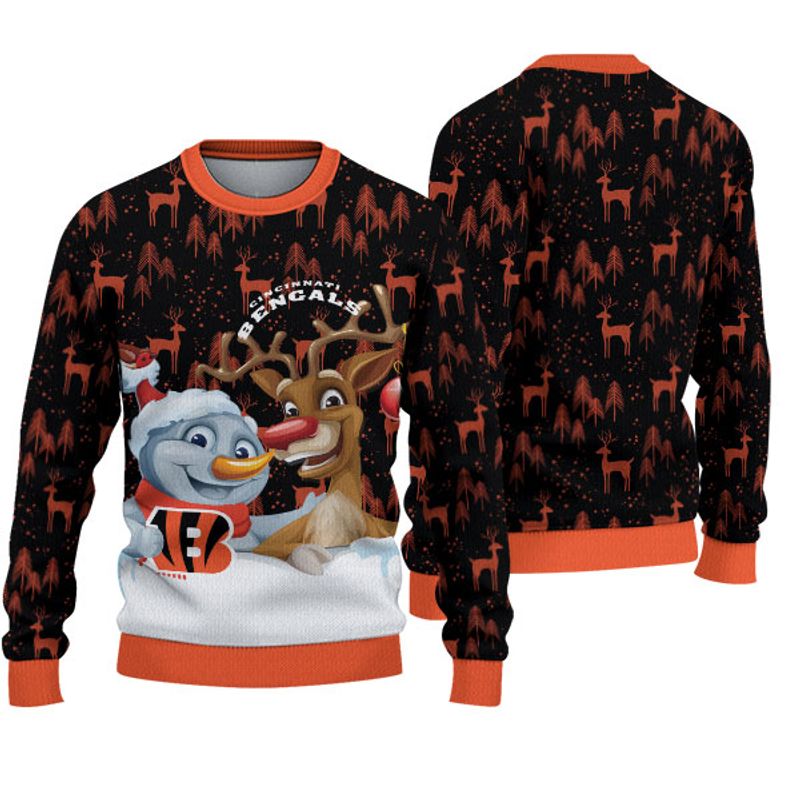 Cincinnati Bengals Snowman Reindeer Christmas Sweatshirt