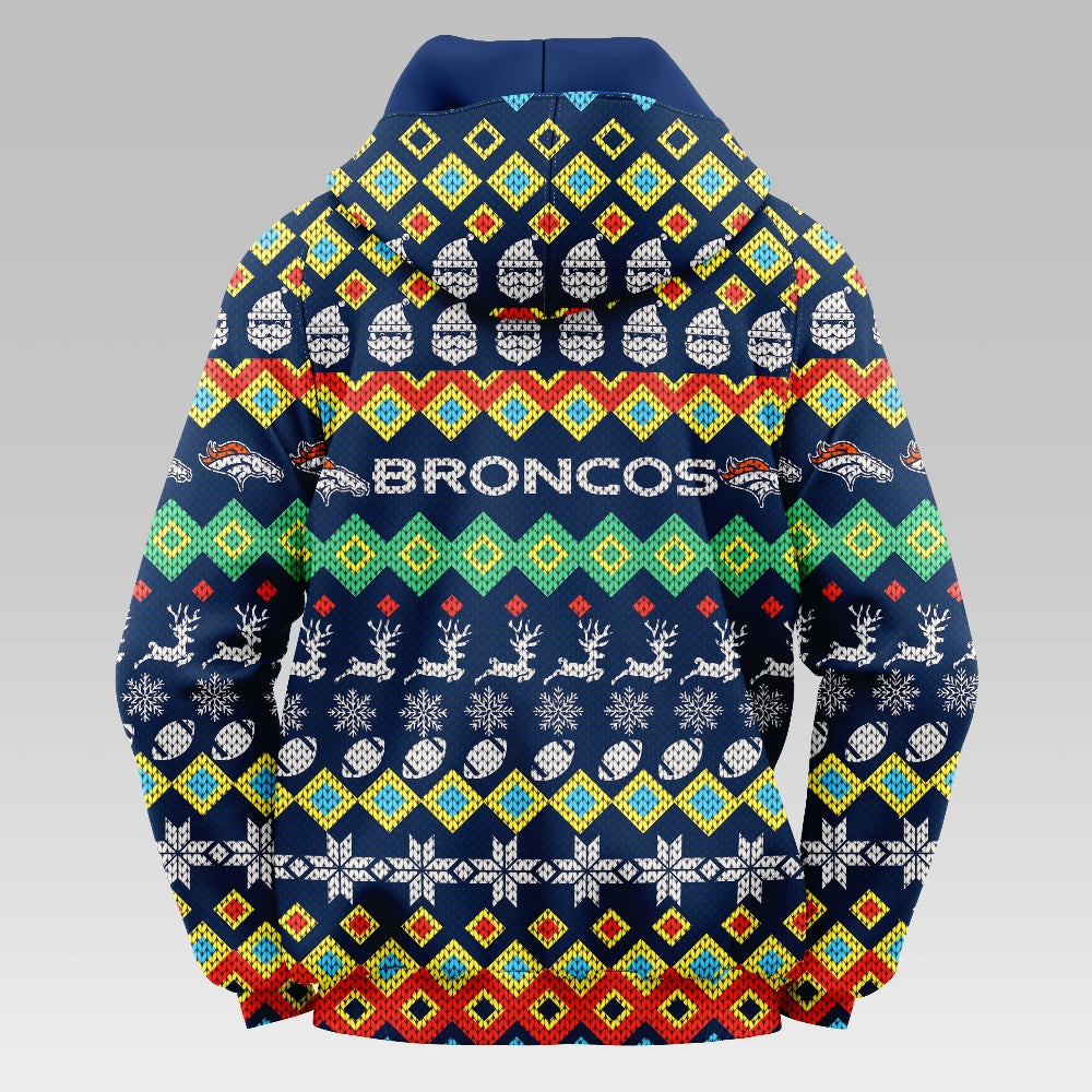 Denver Broncos Colorful Christmas Hoodie