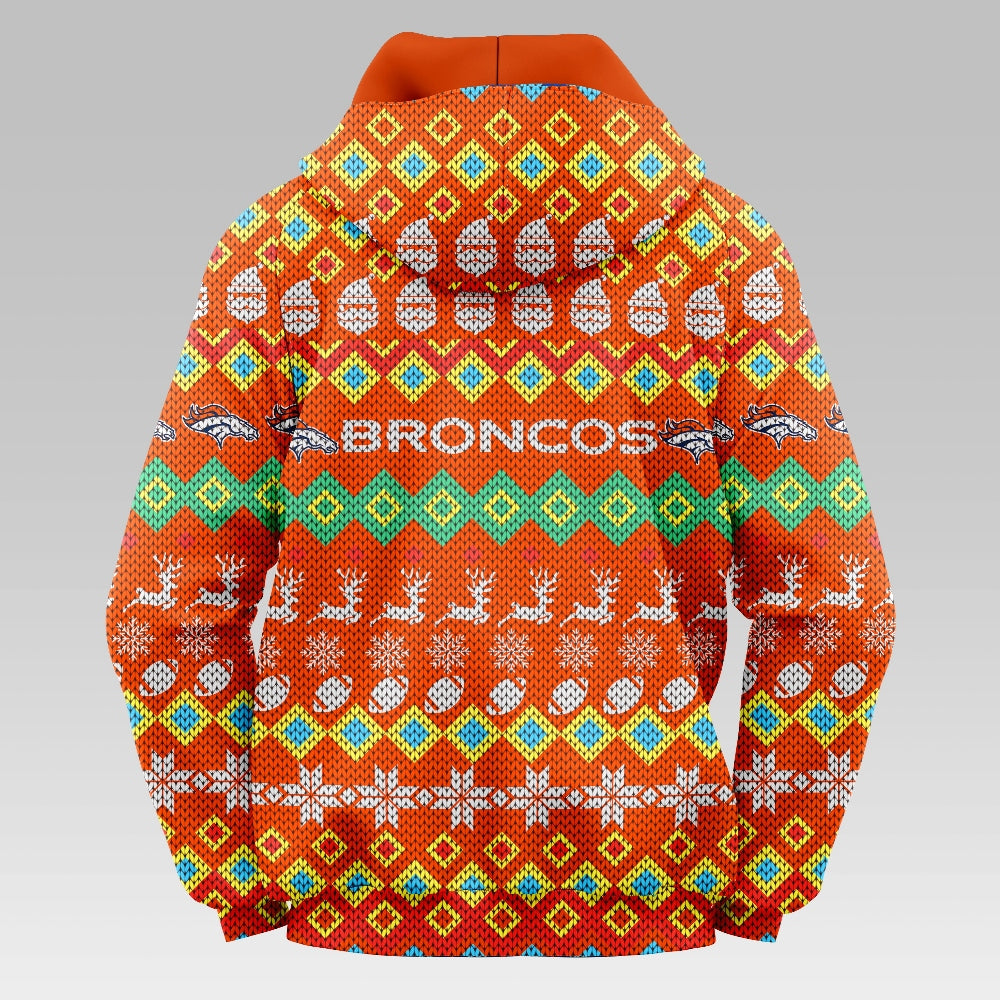 Denver Broncos Colorful Christmas Hoodie