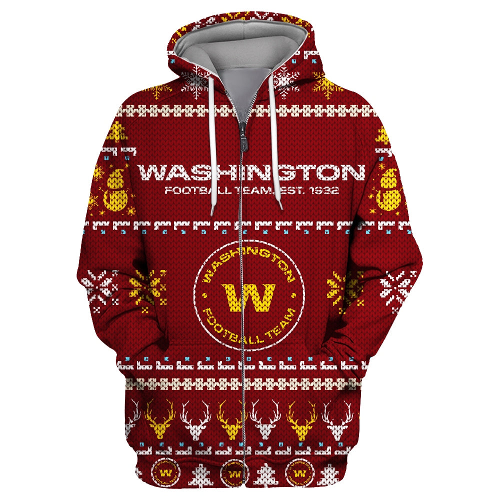 Washington Football Team Christmas Zipper Hoodie