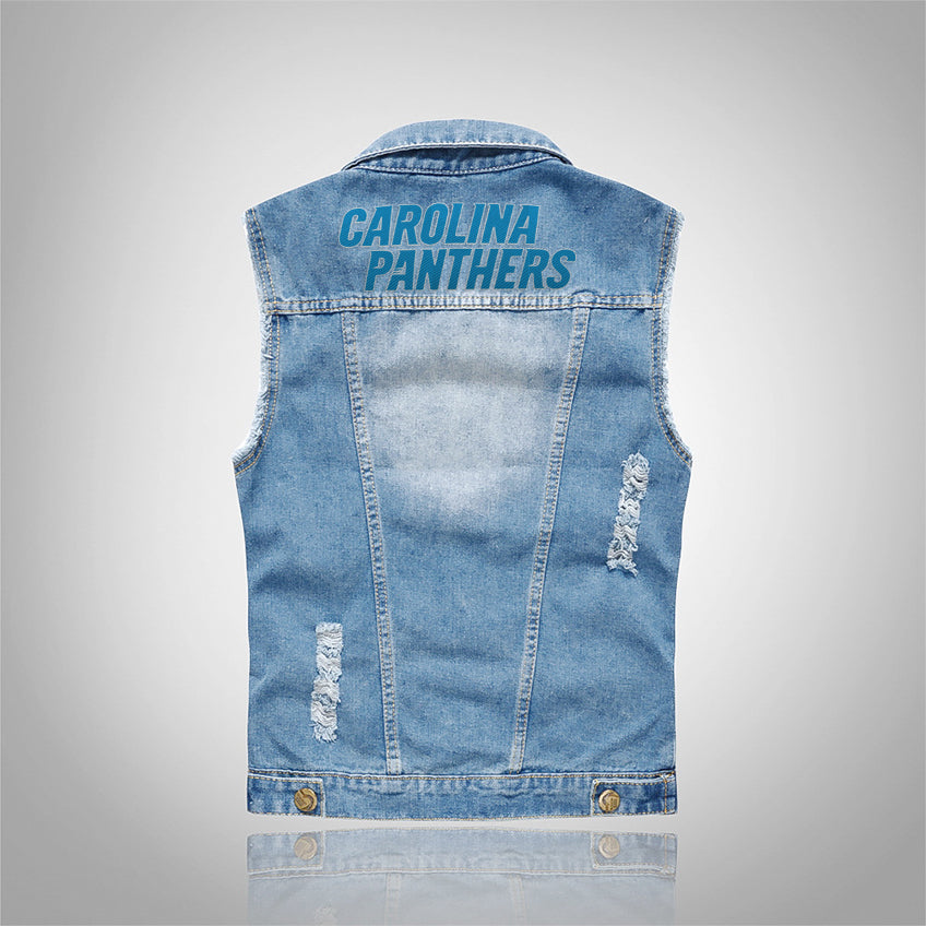 Carolina Panthers Denim Vest Jacket