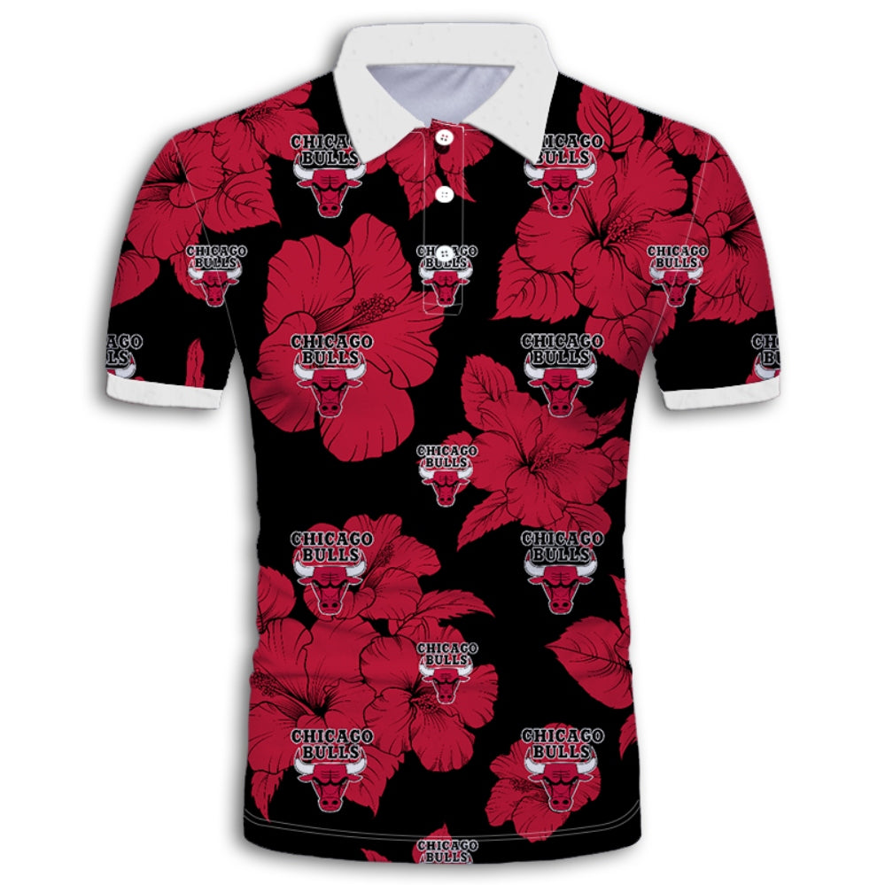 Chicago Bulls Tropical Floral Polo Shirt