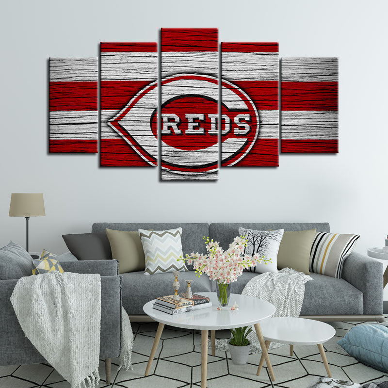 Cincinnati Reds Wooden Look Wall Canvas