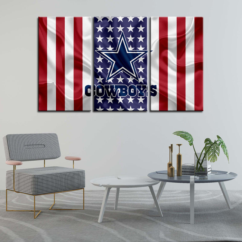 Dallas Cowboys American Flag Wall Canvas