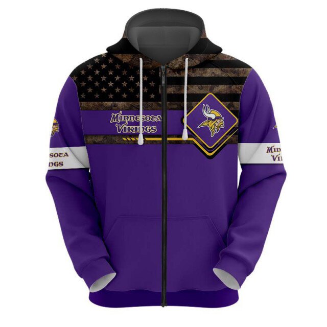 Minnesota Vikings American Flag Zipper Hoodie