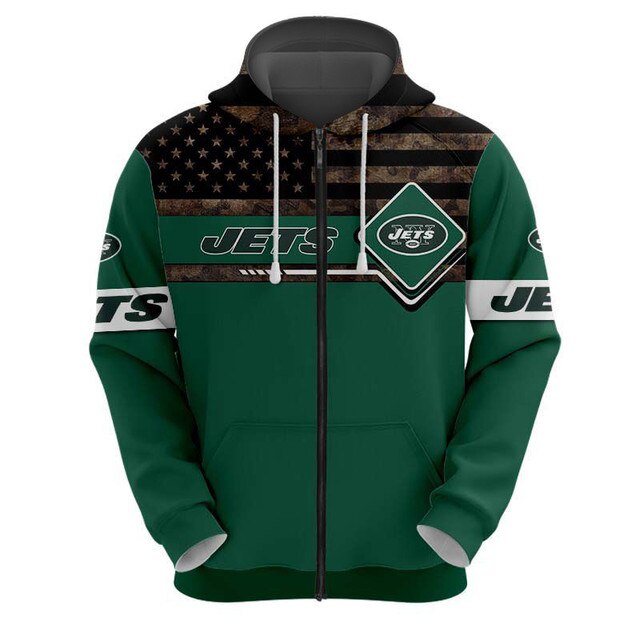 New York Jets American Flag Zipper Hoodie