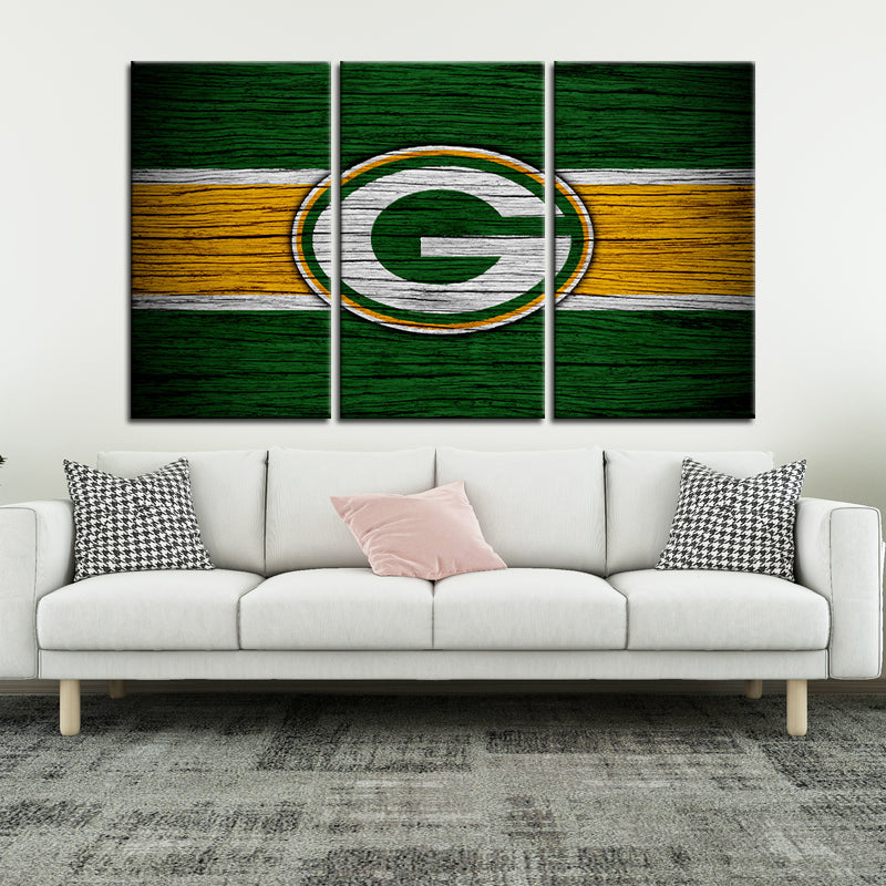 Green Bay Packers Wooden Look Wall Canvas